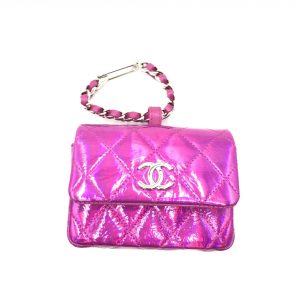 Iridescent Pink Quilted Leather Pouch