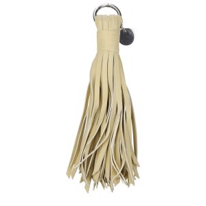 Beige Leather Keychain