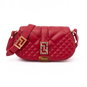 Red Leather Quilted Shoulder Strap Bag