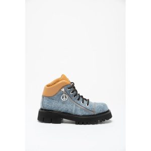 Multicolor Cotton Lace-Up Boots