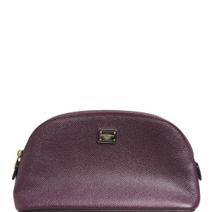 Dark Purple Leather DG Logo Zip Around Hand Purse Wallet