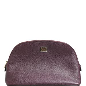 Dark Purple Leather DG Logo Zip Around Hand Purse Wallet