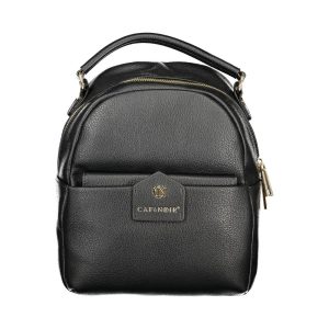 Black Polyurethane Women Backpack