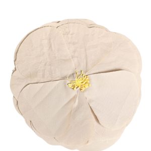 Beige Floral Motif Silk Blend Poplin Fabric Pin  Brooch