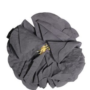 Gray Floral Motif Silk Blend Poplin Fabric Bar Pin  Brooch