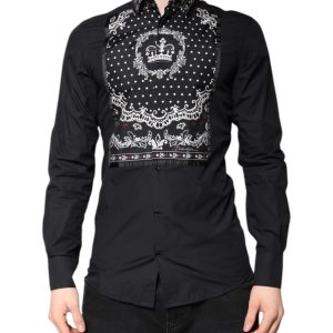 Black White Bandana GOLD Formal Dress Shirt