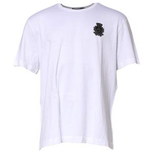 White Cotton Heraldic DG Crest Patch T-shirt
