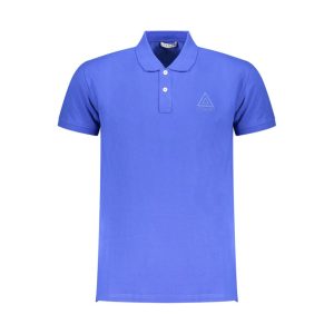 Blue Cotton Men Polo Shirt