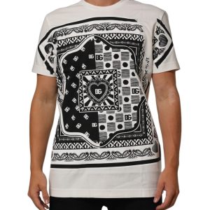 White Cotton Bandana Print CrewNeck T-shirt