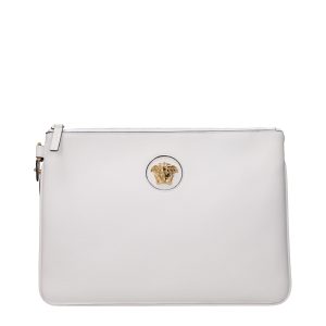 White Leather Clutch Bag