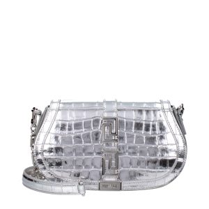 Gray Leather Shoulder Bag