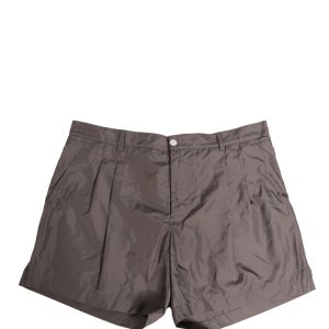 Brown Nylon Stretch Men Swim Shorts Swimwear