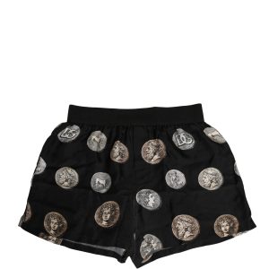 Black Ancient Coin Print Boxer Shorts Underwear