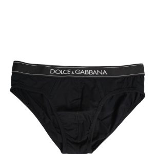 Black Cotton Logo Waistband Midi Brief Underwear