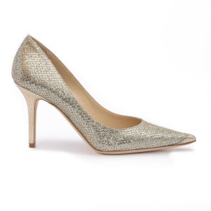 Gold Glitter Fabric Agnes Pumps
