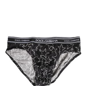 Black Stars Print Cotton Midi Brief Underwear