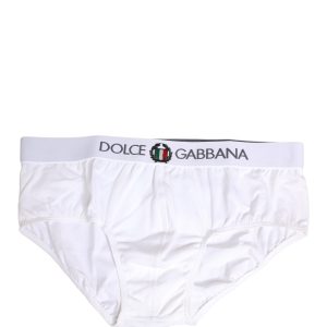 White Logo Waistband Cotton Men Briefs Underwear