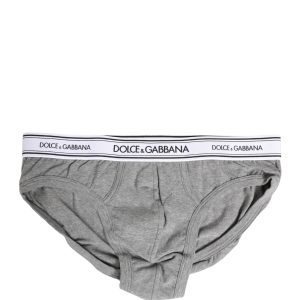 Gray Logo Waistband Men Midi Brief Underwear