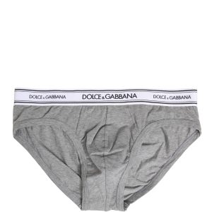 Gray Logo Waistband Men Midi Brief Underwear