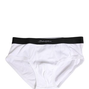 White Black Logo Waistband Men Brief Underwear