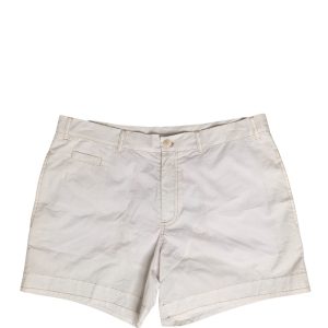 White Cotton Mid Waist Chino Bermuda Shorts