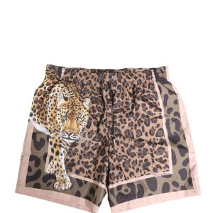 Multicolor Leopard Print Swim Trunks Swimwear
