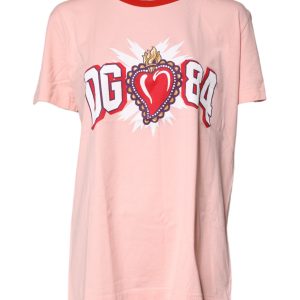 Pink DG 84 Sacred Heart Print Cotton T-shirt