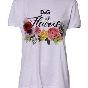 White D&G Is Flowers Embellished T-shirt