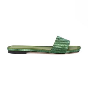 Green Satin Crystal Clovis Flat