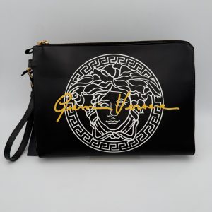 VERSACE LA MEDUSA Signature Leather Clutch