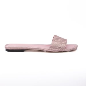 Pink Satin Crystal Clovis Flat