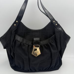 FENDI Hobo FF Zucca Black Shoulder Bag