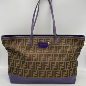 FENDI Roll FF Zucca and Purple Leather Bag