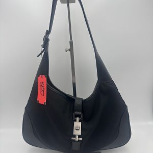 GUCCI JACKIE Leather and Fabric Handbag