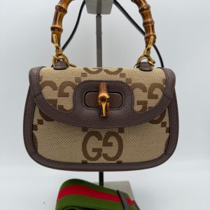 GUCCI BAMBOO 1947 GG Canvas Handbag