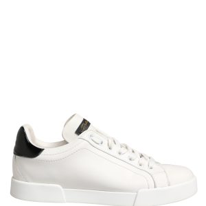 White Black Portofino Leather Sneakers Shoes
