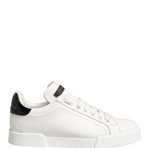 White Black Portofino Leather Sneakers Shoes