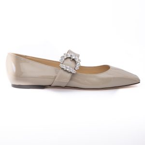 Taupe Grey Patent Leather Chery Ballet Flat