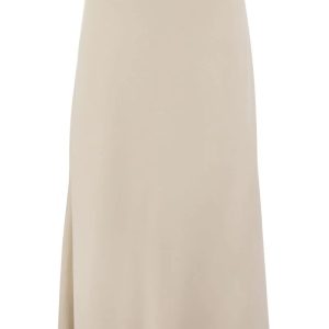 Beige Viscose Long Skirt