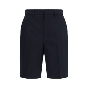 Black Cotton Bermuda Shorts
