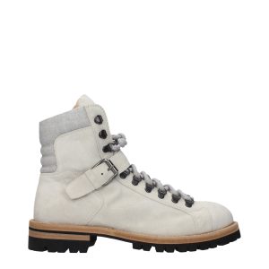 Gray Leather Ankle Boots