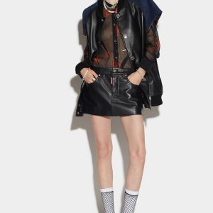 Black Fibres Mini Skirt