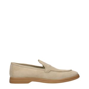 Beige Leather Slip-On Loafers