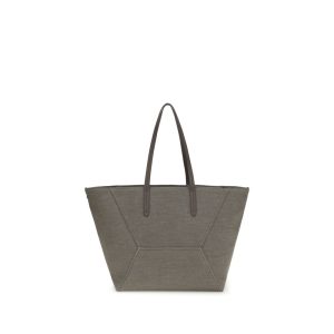 Brown Cotton Shoulder Bag