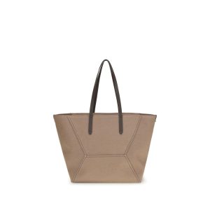 Beige Cotton Shoulder Bag