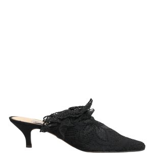 Black Lace Heels Sandals Shoes