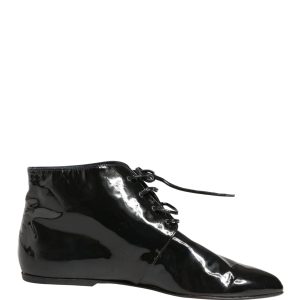 Black Leather AnkleBoots Shoes