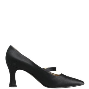 Black Satin Mary Jane Pumps Shoes