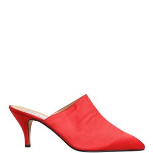 Red Suede Heel Mule Shoes