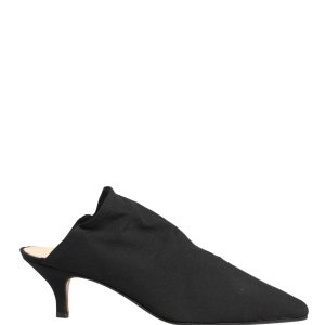 Black Suede Heel Mule Shoes